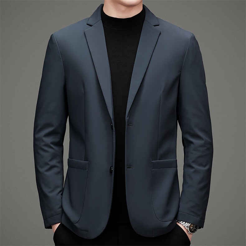 2023冬季新款羽绒服西装男士保暖外套中年男装加厚短款宽松爸爸装图片