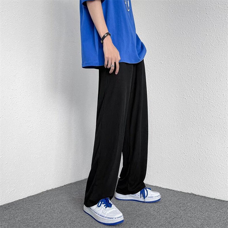 休闲裤男宽松直筒垂感拖地夏季港风高级感薄款炸街裤子BK1189-P28,男装休闲裤,星座1008