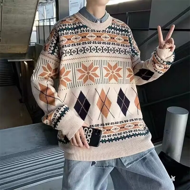 秋冬款复古套头毛衣男ins情侣韩版潮流港风个性宽松慵懒风针织,男装针织衫/毛衣,星座218-1（原230）