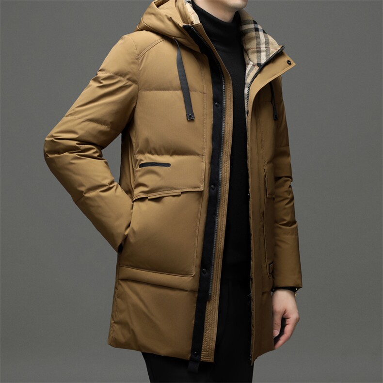 BW8636钱塘2020-2中年男士冬季厚款长款商务休闲连帽羽绒服P290,男装羽绒服,钱塘207-2