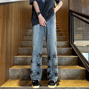青春流行ins男原宿美式vibe裤子直筒水洗拉链牛仔裤潮C967P50图片