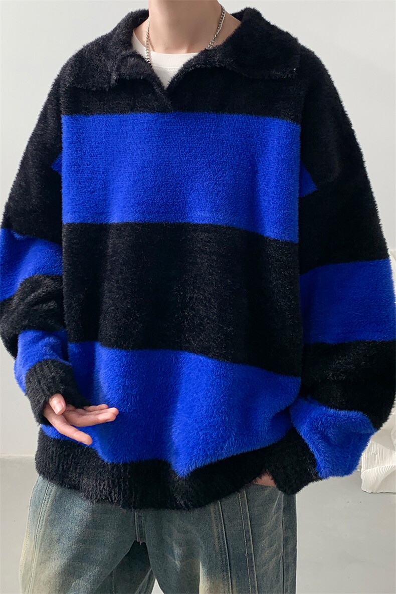 8XL-M特大码冬季毛衣线衣男士外套宽松套头潮条纹马海毛MY1207P58,男装针织衫/毛衣,电商D206-1