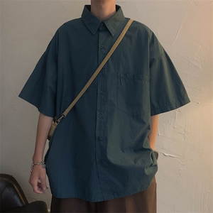 夏季休闲男士潮牌短袖衬衫轻熟风痞帅男装潮流中性衬衣CS32-P32图片