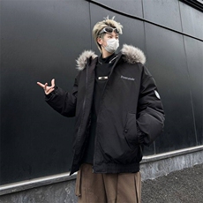美式毛领派克服男冬季宽松保暖棉衣加厚休闲棉服外套，男装棉衣，星座716-4