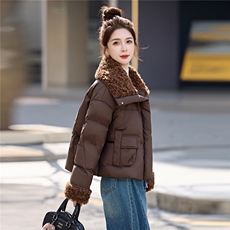 羽绒服女2026冬季新款时尚小个子短款气质今年流行曝款大翻领外套，女装羽绒服，意芙