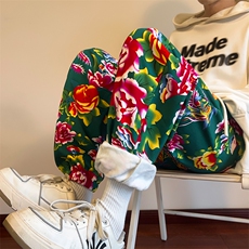 10潮风东北大花加绒裤宽松束脚阔腿裤棉裤潮XZ211-1-K2373-P55，男装棉裤，星座211-1