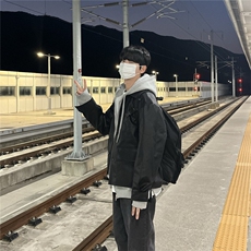 816B-PY003-P105新款宽松工装皮夹克情侣休闲上衣韩版皮衣外套，男装夹克，星座816B