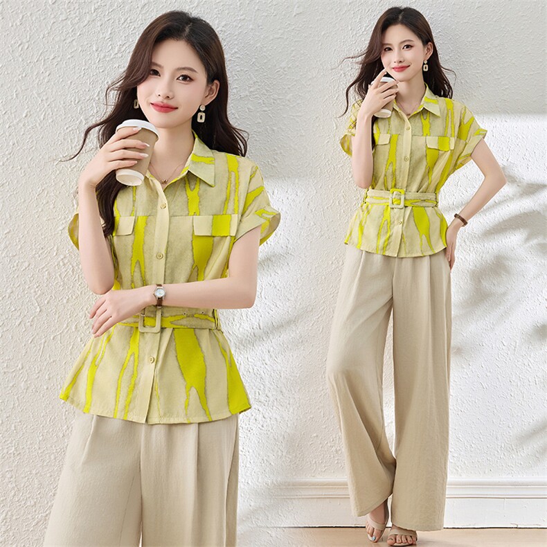 个性时尚潮流套装/套装短袖2025年夏季休闲宽松优雅，女装套装/套裙，伊航服饰