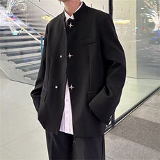 2026春款男立领中山装立领西服十字架扣风西装外套J126P65，男装夹克，星座1013-1