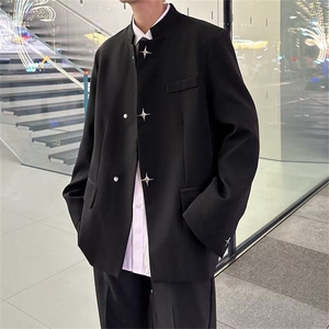 2026春款男立领中山装立领西服十字架扣风西装外套J126 P65图片