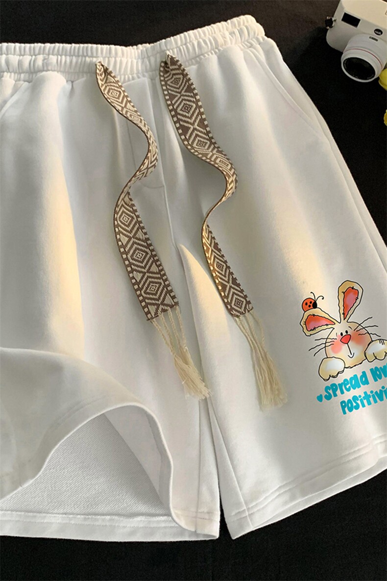 夏季港风中性潮流宽松小兔子印花针织短裤男女情侣A6214P35控48,男装牛仔裤,电商A268