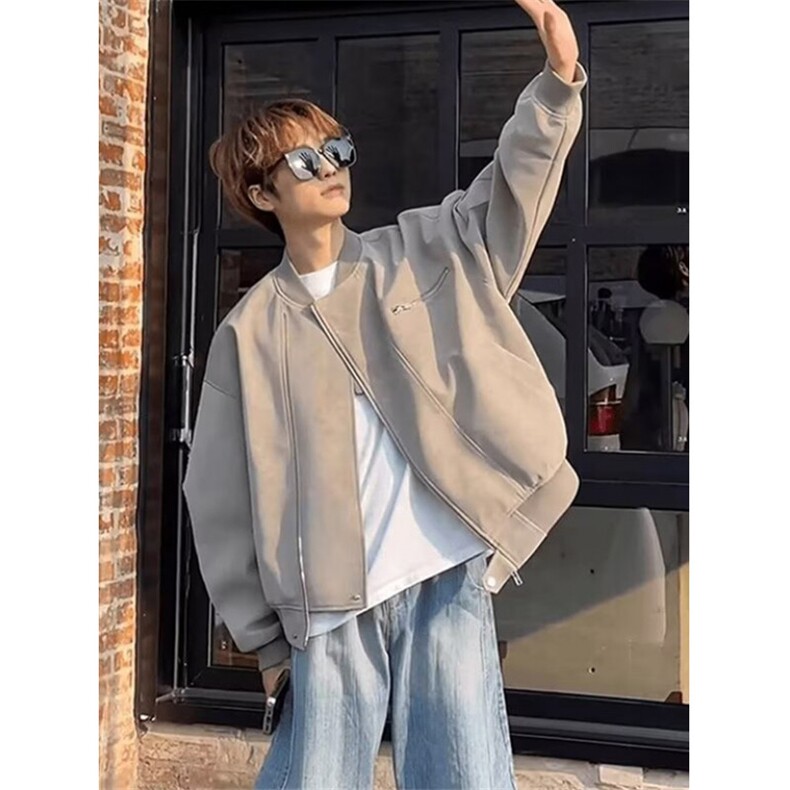 机车服pu皮衣外套男春秋季痞帅短款棒球服宽松飞行夹克J065,男装皮衣,星座1116A（原606A-3）