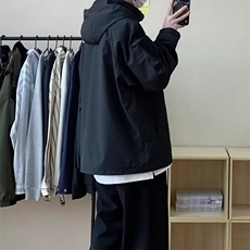 青春流行纯色宽松型外穿潮秋季拉链男气质新款潮流长袖连帽夹克，男装夹克，星座506A