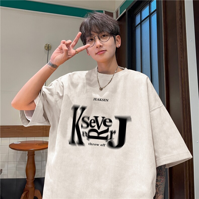 麂皮绒夏季新款抖音得物品质字母印花T恤djp311-特批23控39图片