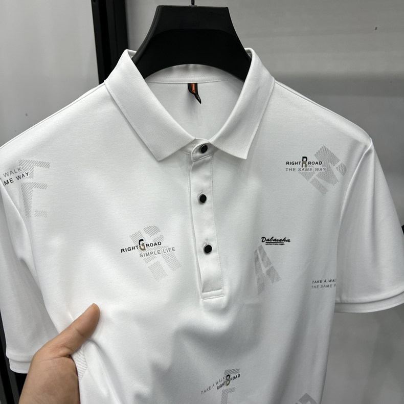夏季新款男士短袖POLO杉高档轻商务翻领百搭中年爸爸装,男装T恤,电商B212（原钱塘6029）