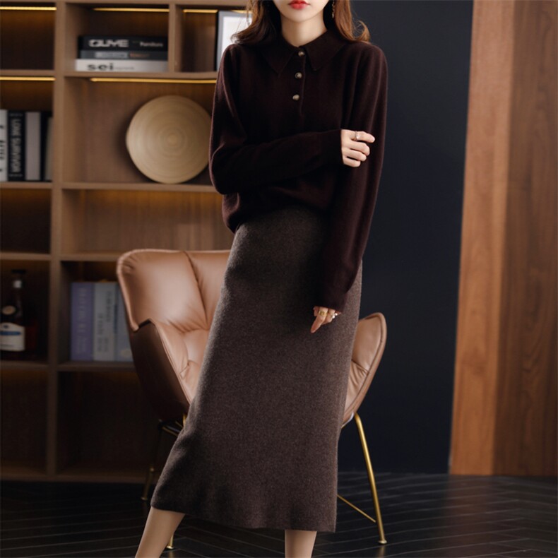秋冬季羊毛A裙纯毛四平加厚半身裙,女装半身裙,君贝羊绒