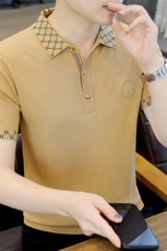 2024夏季新款男士冰丝时尚休闲翻领短袖T恤潮流Polo衫男装半袖，男装Polo衫，电商B212（原钱塘6029）