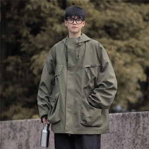 日系cityboy印花情侣冲锋衣夹克男2024秋季潮牌山系连帽外套图片