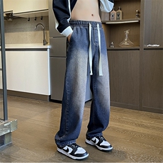 美式潮牌宽松休闲牛仔裤男港风时尚百搭阔腿长裤子N522P50，男装牛仔裤，星座914-1