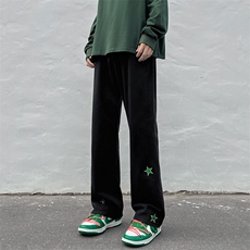 现货美式高街刺绣五角星微喇叭牛仔裤男宽松牛仔长裤K350-P50，男装牛仔裤，星座205