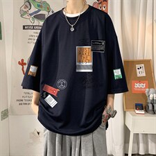 Q11121-P30春夏季七分袖t恤男大码五分袖男短袖中袖，男装T恤，电商A040