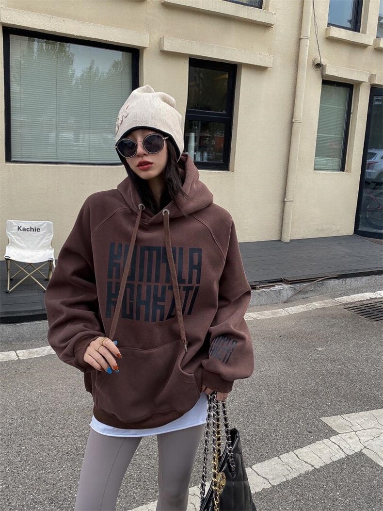 时尚休闲加绒卫衣，女装卫衣/绒衫，泽妤