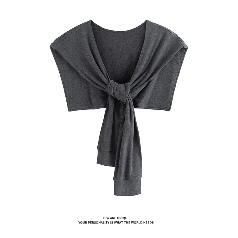 韩版披肩外搭百搭时尚纯色叠搭交叉款打结坎肩5Q4076-TP25不，围巾，电商A102