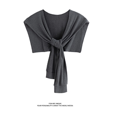 韩版披肩外搭百搭时尚纯色叠搭交叉款打结坎肩5Q4076-TP25不，围巾，电商A102