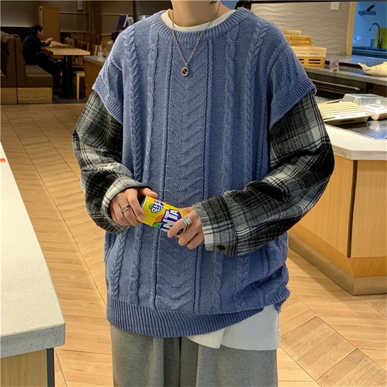 毛衣男韩版潮流宽松圆领拼接毛衣Y1811P46,男装针织衫/毛衣,星座1116-2