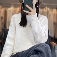 2025年夏季宽松型常规单件套头长袖时尚百搭，女装羊毛衫，春贝羊绒