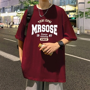T709大码宽松纯棉运动圆领体恤衫oversize短袖T恤男重磅T图片