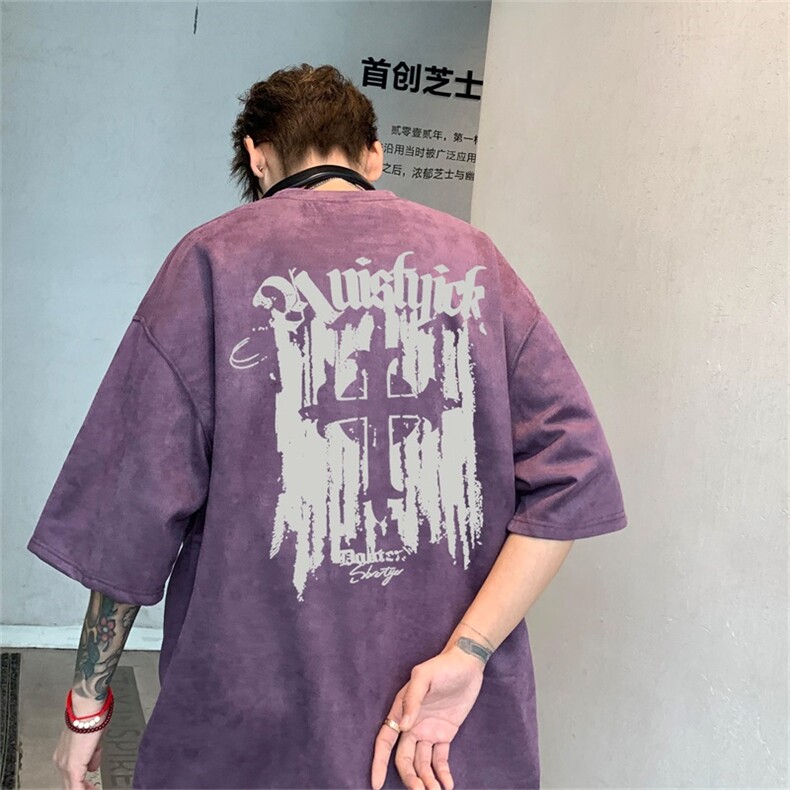 电商DSA028-DTLP2412特P19量大优供视频重磅麂皮绒短袖t恤男,男装T恤,电商A028