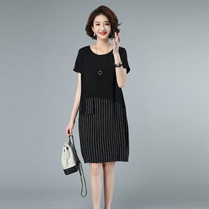 2021夏款新款拼接大码女装连衣裙233款图片