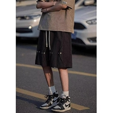 解构纽扣设计感运动短裤男生vibe高街夏季宽松阔腿休闲五分中裤子，男装牛仔裤，星座1210-1