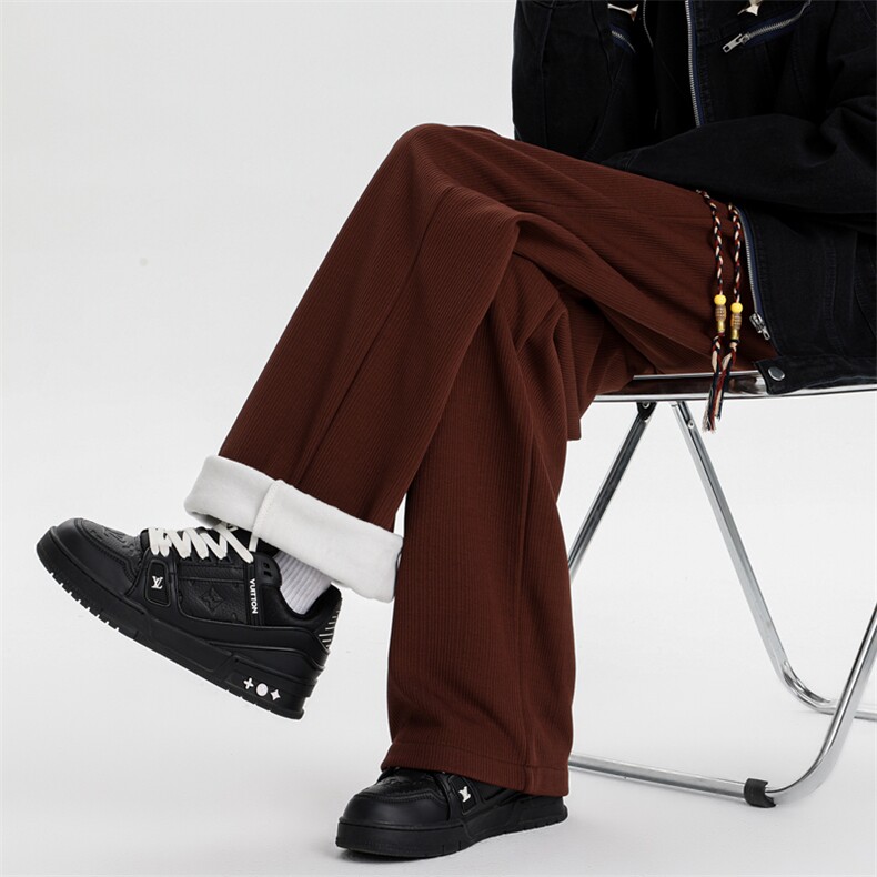 8XL-M加绒雪尼尔裤子秋冬麦穗纹卫裤潮牌直筒休闲长裤KZ1938/P58，男装休闲裤，电商B238