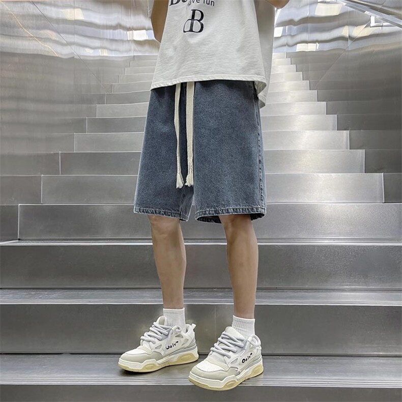 牛仔男款短裤夏季薄款潮牌直筒港风潮流休闲五分裤子DK852-特批34,男装牛仔裤,星座718-1