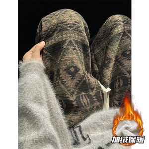 8XL-M羊羔绒裤子男冬季加绒加厚民族风重磅针织棉裤大码KZ023P78,男装棉裤,电商B312