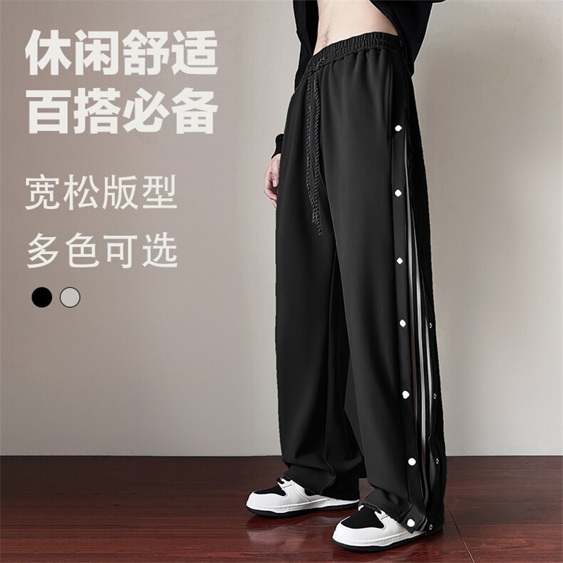 K02048-P60 秋季大码oversize直口排扣卫裤休闲裤M-6XL图片