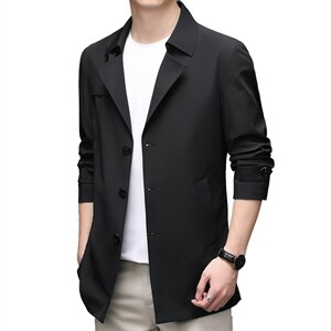 2022风衣男中款秋季中年商务休闲时尚百搭新款秋装外套上衣男装图片