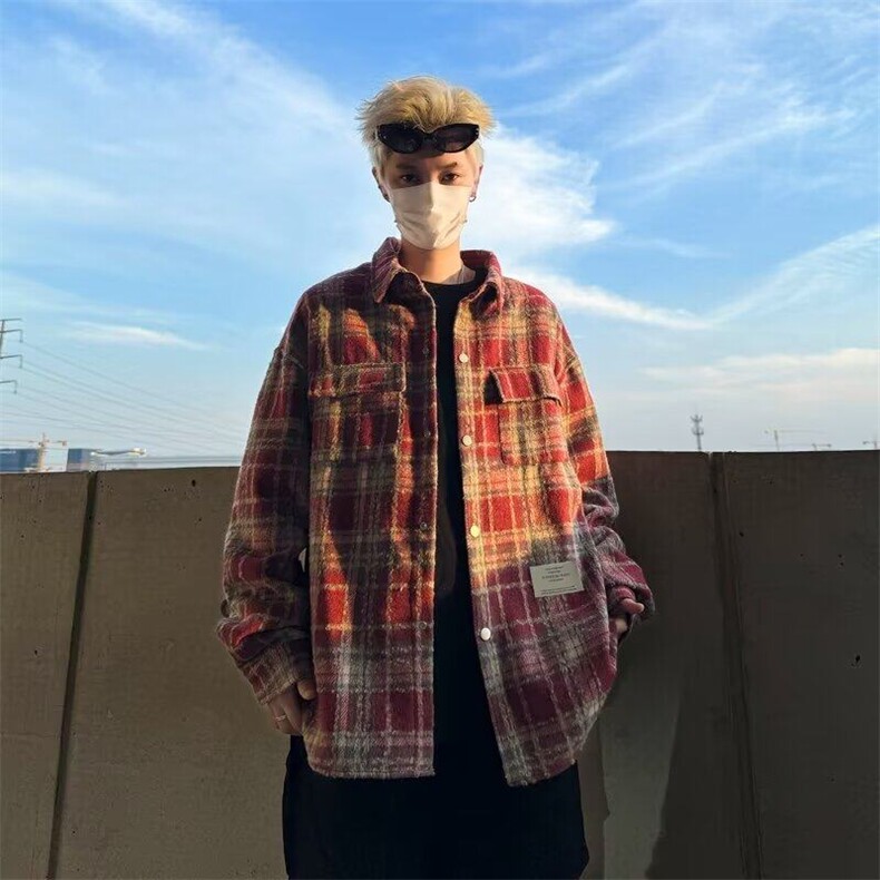 DC27-P55春秋季新款重磅美式复古百搭衬衣休闲宽松长袖开衫外套,男装衬衫,星座603-2