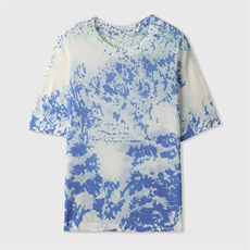 韩版短袖t恤女夏季2025新款圆领印花羊毛衫半袖薄款短款针织上衣，女装T恤，朝贺羊绒