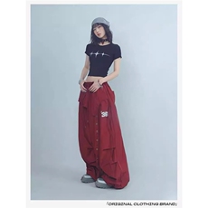 美式复古军绿色工装裤街舞爵士嘻哈设计感速干褶皱休闲直筒裤潮牌，女装休闲裤，星座1210-1