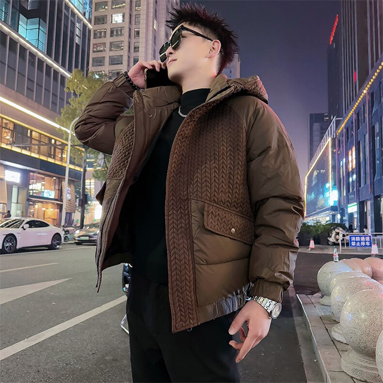 AY133/P138控178冬季社会小伙简约百搭不过时重磅连帽编织男咖首图片