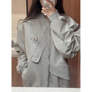 街头设计感飞行服外套女春秋季新款工装夹克棒球服 JW28图片