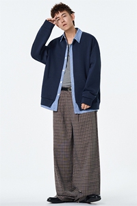 假两件衬衫领宽松开衫卫衣男现货DSA157-1-W6713-特P43图片