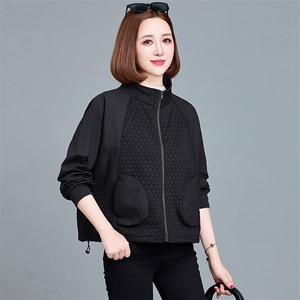 时尚百搭短款外套女2024秋季新款休闲立领棒球服拼接宽松夹克上衣图片