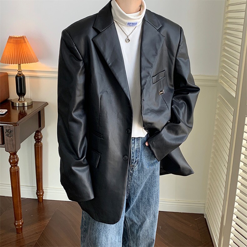 8XL-M特大码皮衣男中性风休闲西装皮衣外套加大码PY852P110控138，男装西服，电商D206-1