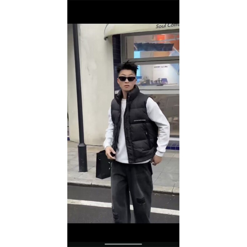 休闲立领羽绒马甲印花潮男流行时尚高级羽绒马甲313B-TM928-P75,女装马甲,星座313B