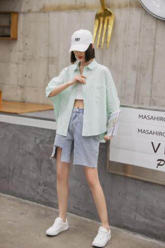 夏天短袖衬衫纯棉，女装衬衫，品炫姿