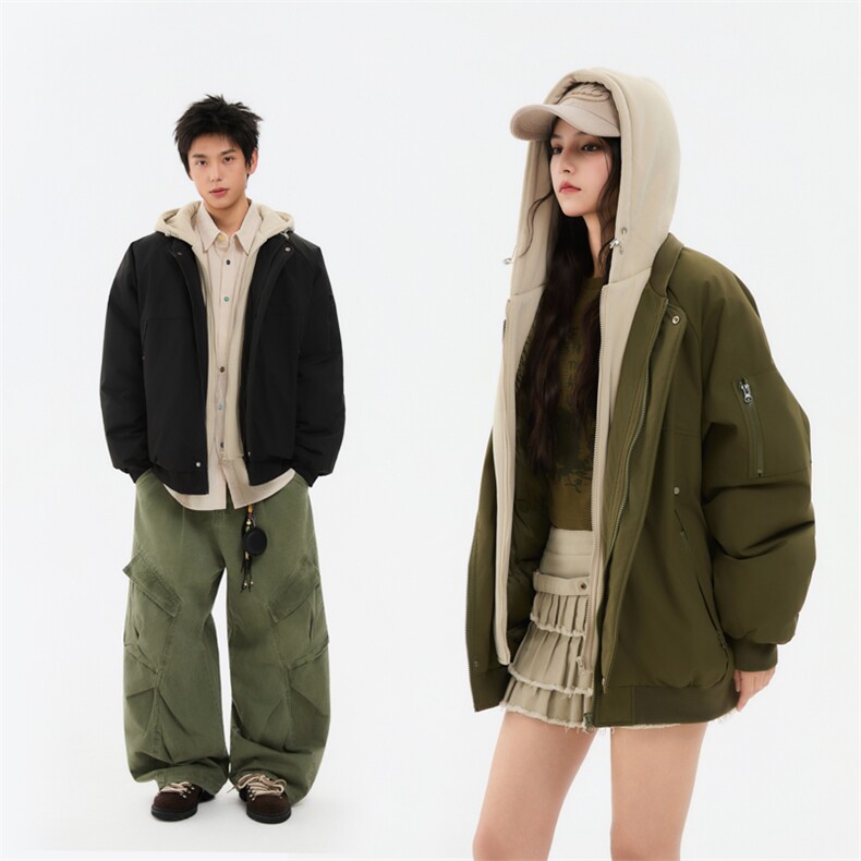 !潮流冬季连帽拉链加绒加厚棉衣情侣撞色棉服外套MY5567-P78,男装棉衣,星座610B-1
